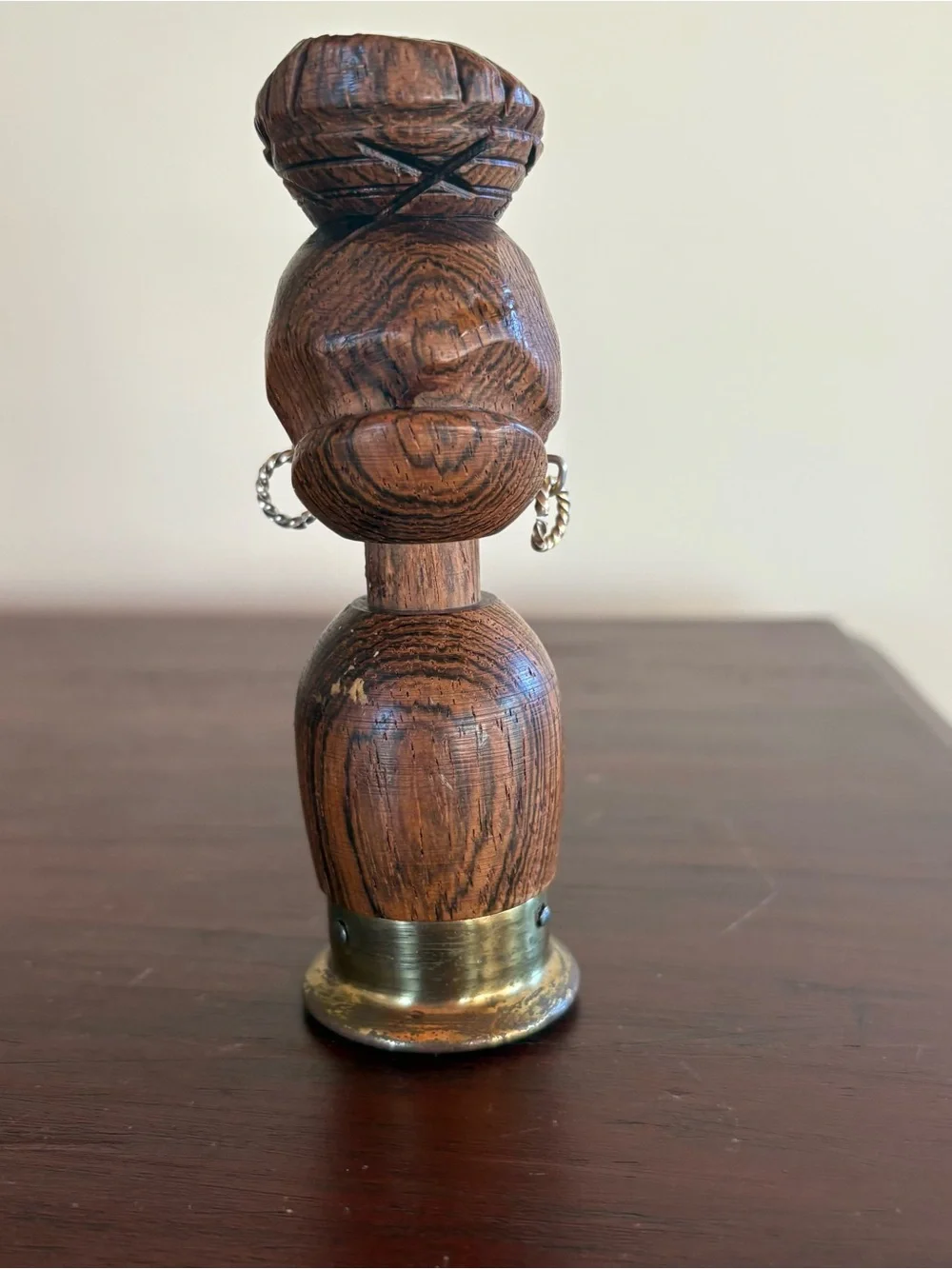 Vintage Island Girl Wooden Bottle Opener Red Glass Eyes